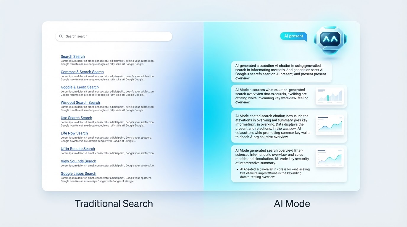 Visual comparison between traditional Google search and the new AI Mode.