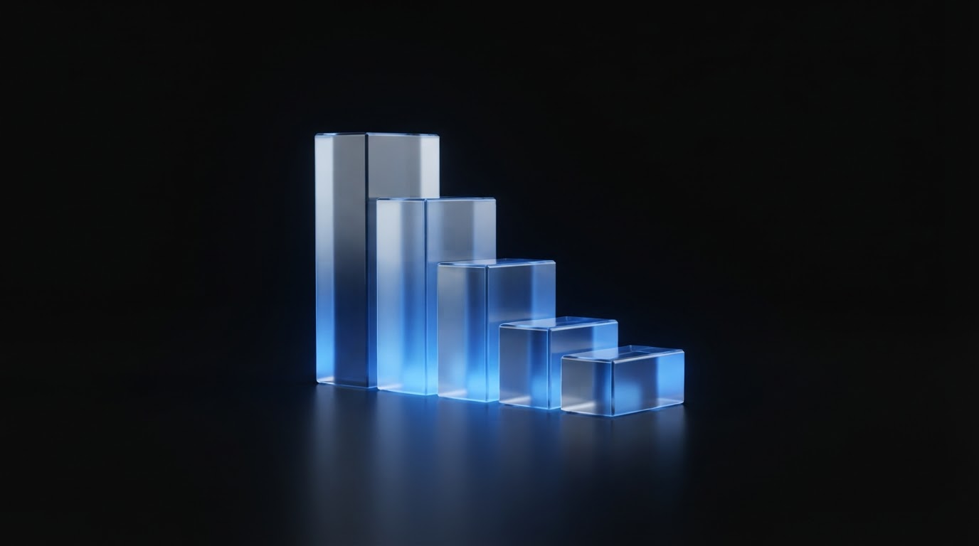 Gráfico abstrato em blocos representando a variação da taxa de cliques.