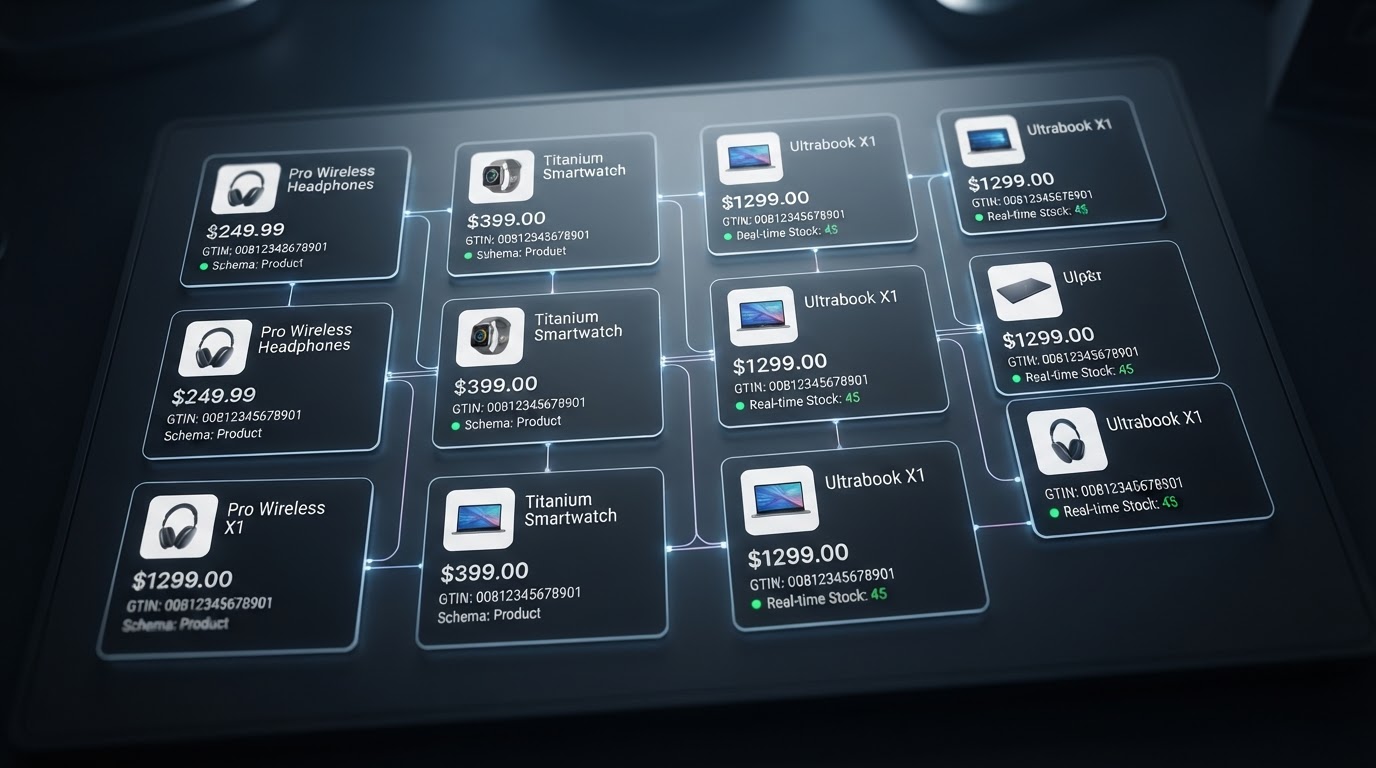 Visão de um catálogo de produtos digital organizado com informações claras.