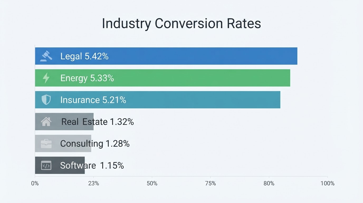 Infographic comparing website conversion rates by Brazilian market segment.