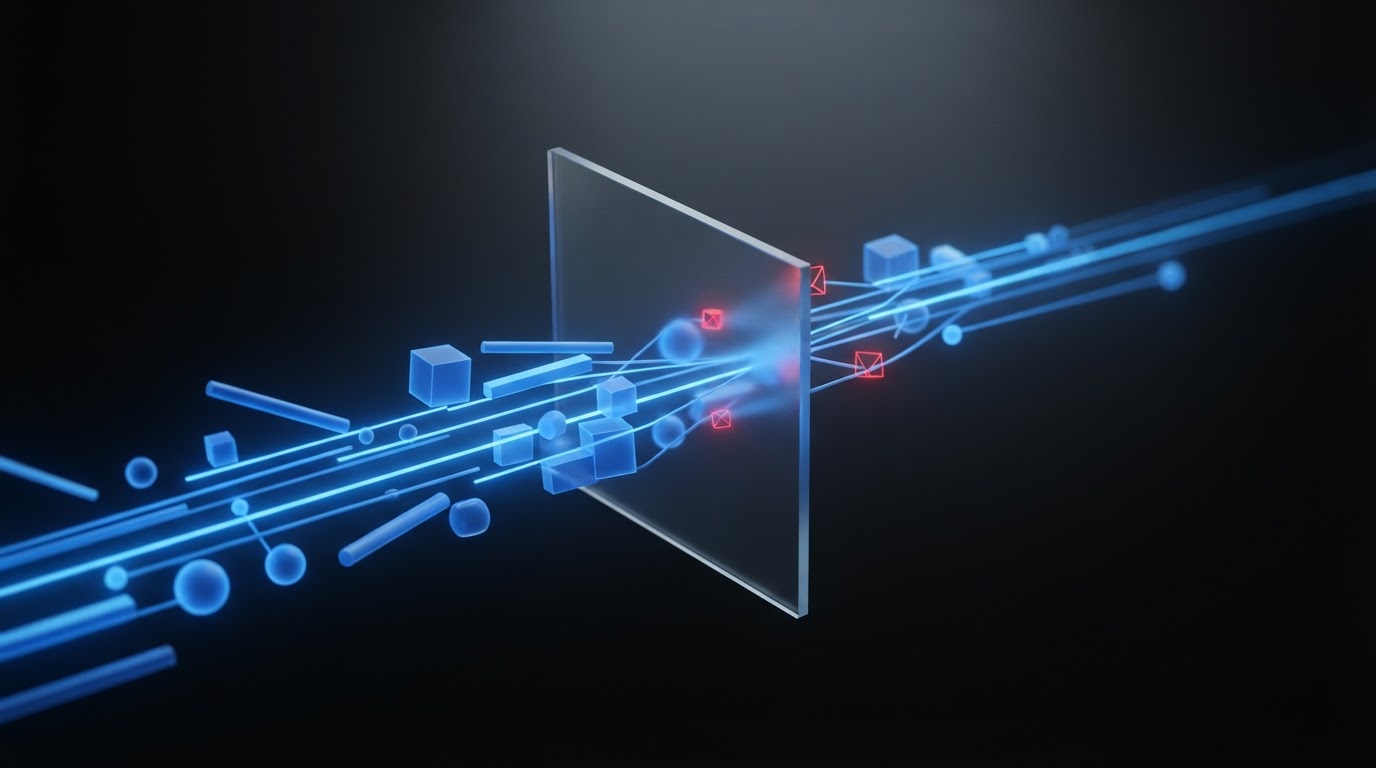 Abstract diagram showing e-commerce data flow passing through tax system validations.
